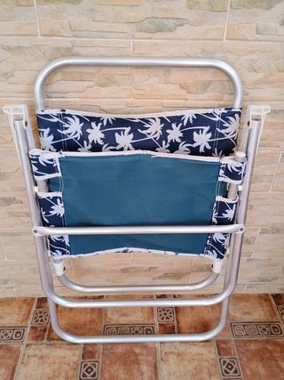 Silla Plegable Playa - Azul y Plata