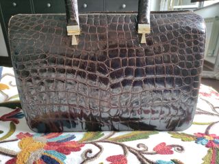 Bolso cocodrilo auténtico marrón vintage