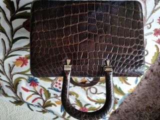 Bolso cocodrilo auténtico marrón vintage