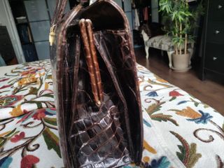 Bolso cocodrilo auténtico marrón vintage
