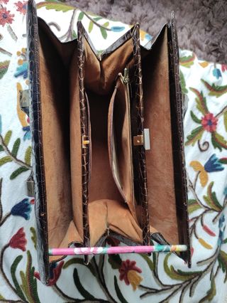 Bolso cocodrilo auténtico marrón vintage