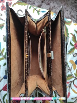 Bolso cocodrilo auténtico marrón vintage