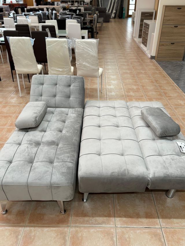 Oferta!! Sofá cama en gris terciopelo