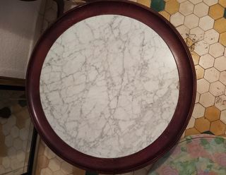 Mesa centro madera-marmol antigua