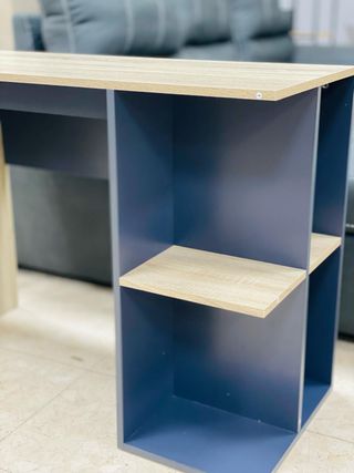ESCRITORIO CON ESTANTERIA NUEVO COLOR GRIS MADERA