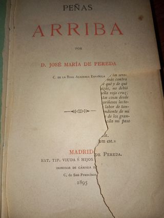 Libro antiguo Pereda: 'Peñas Arriba'