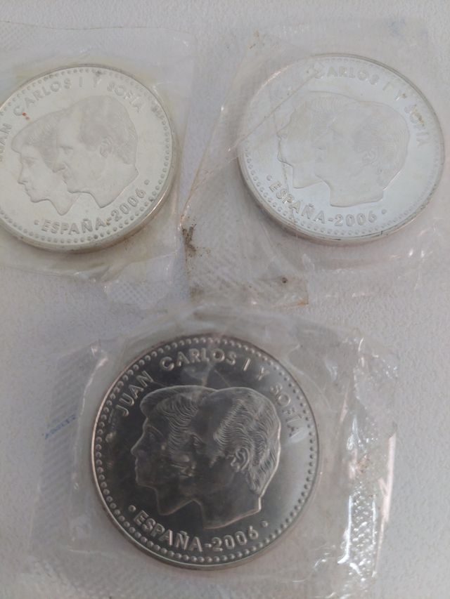 3 Monedas Juan Carlos I y Sofía España 2006