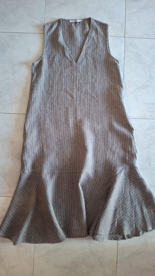 Vestido Adolfo Domínguez rayas gris