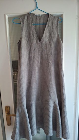 Vestido Adolfo Domínguez rayas gris