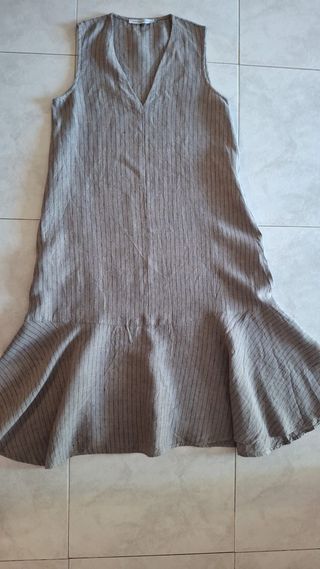 Vestido Adolfo Domínguez rayas gris