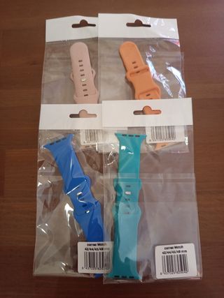 Lote 4 correas silicona Apple Watch 42/44/45/49 mm