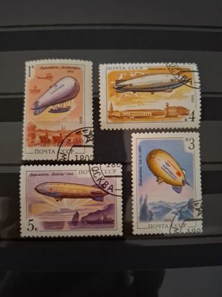Sellos URSS: 4 dirigibles. 1991