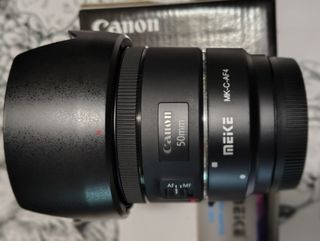  Canon EF 50mm f/1.8 STM + adattatore meike 