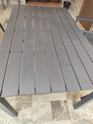 Mesa jardín gris - metal, plástico