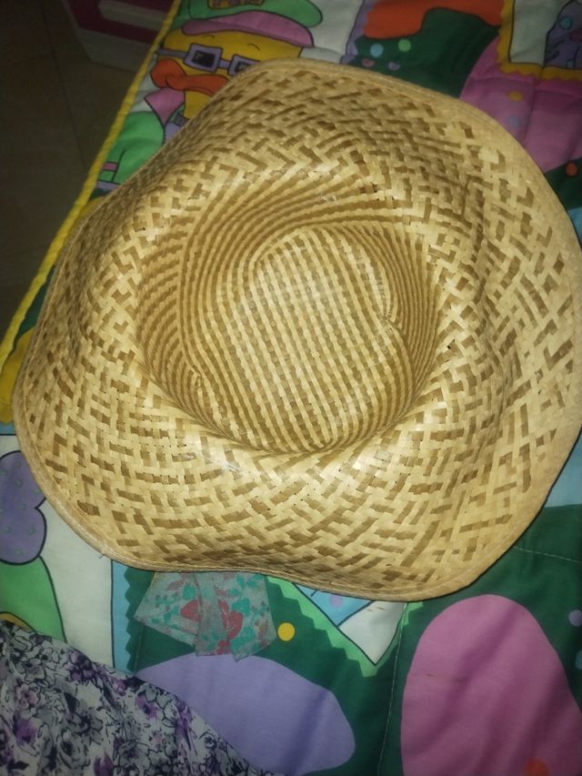 Sombrero paja mujer beige/rosa