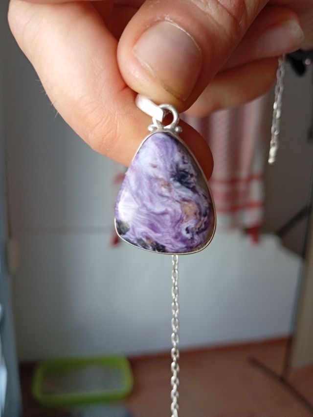 Colgante Charoita Plata mineral maestro