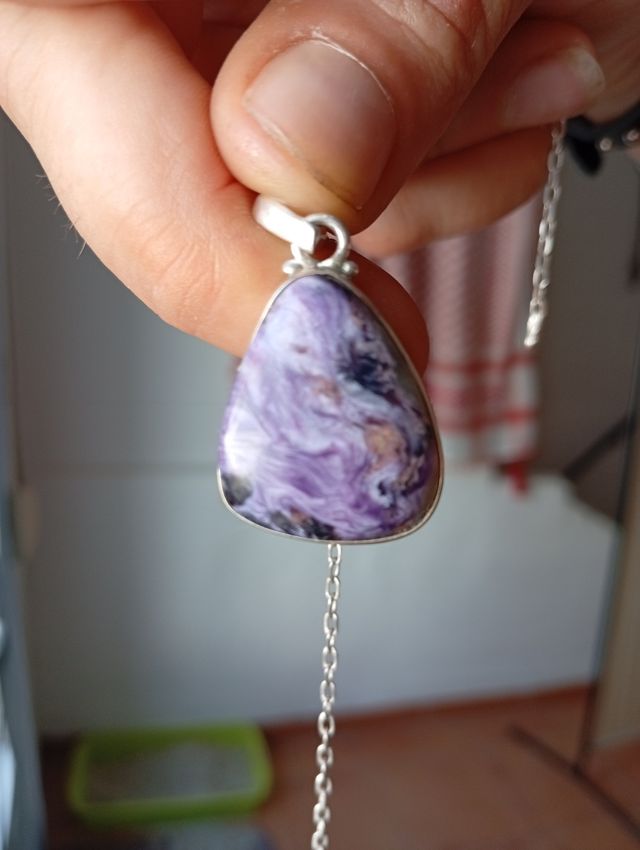 Colgante Charoita Plata mineral maestro