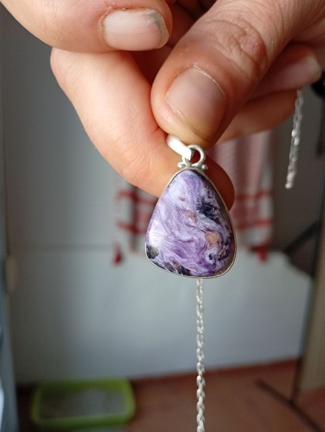 Colgante Charoita Plata mineral maestro