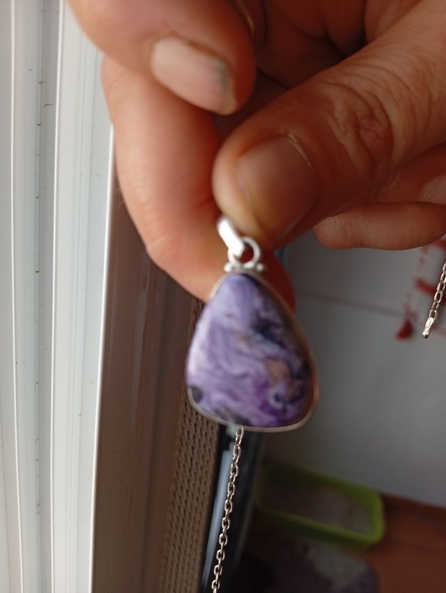 Colgante Charoita Plata mineral maestro