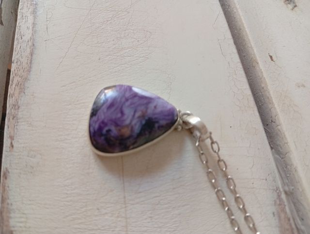 Colgante Charoita Plata mineral maestro