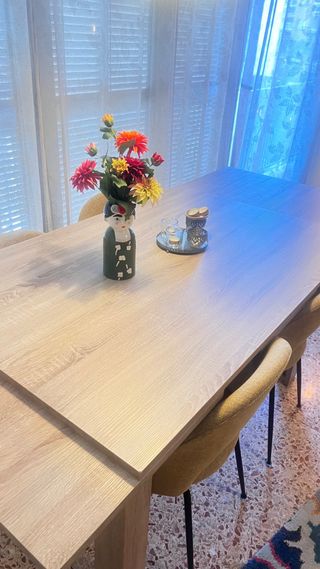 Mesa comedor beige - madera metal