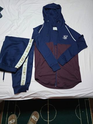 Sudadera Siksilk azul y marrón