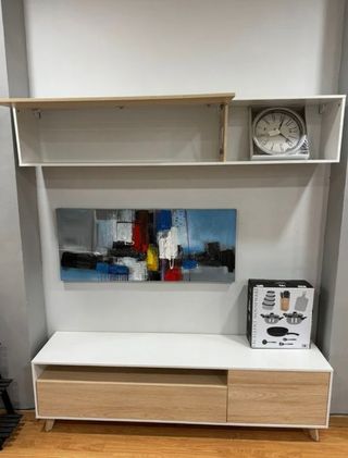 Mueble TV blanco & beige