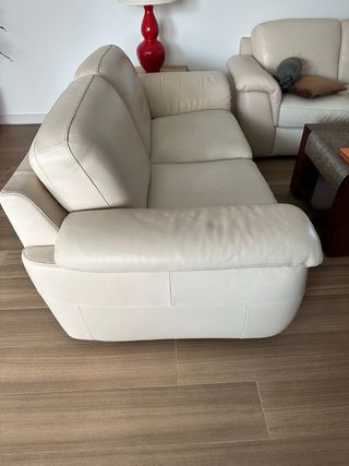 Sofá Natuzzi 2 plazas - Cuero beige de Napa 
