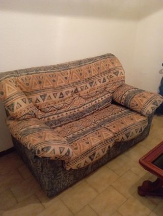 Sofá 2 plazas - Beige y marrón