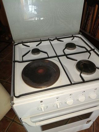 Cocina 3 fuegos de gas butano + 1 eléctrico 