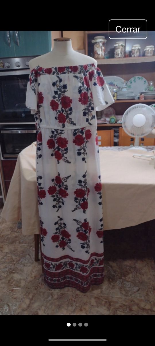 Vestido largo blanco y rojo