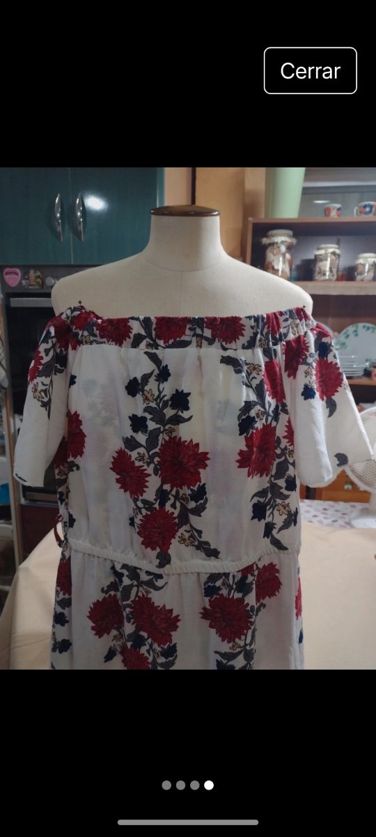 Vestido largo blanco y rojo