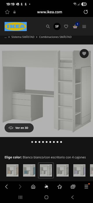 Cama alta SMÅSTAD IKEA - blanca