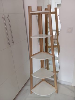 Estantería rinconera madera blanca