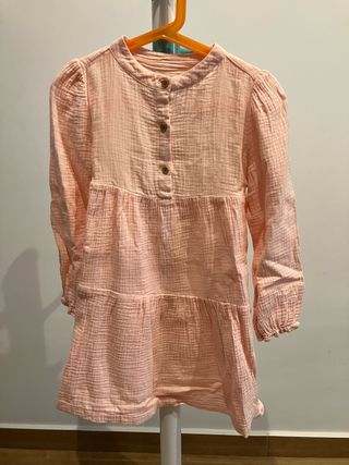 Vestido niña manga larga rosa