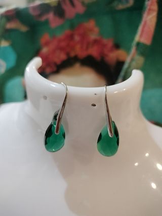Pendientes plata esmeralda