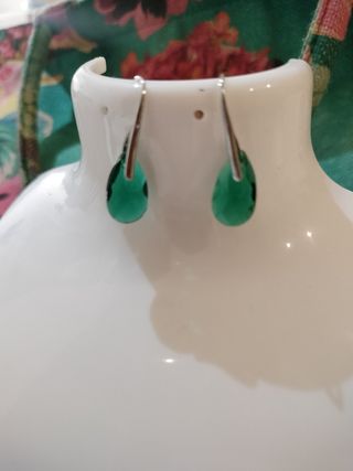 Pendientes plata esmeralda