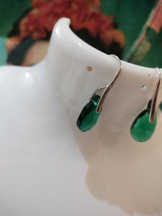 Pendientes plata esmeralda