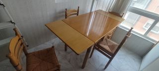 Mesa pino extensible + 6 sillas