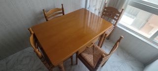 Mesa pino extensible + 6 sillas
