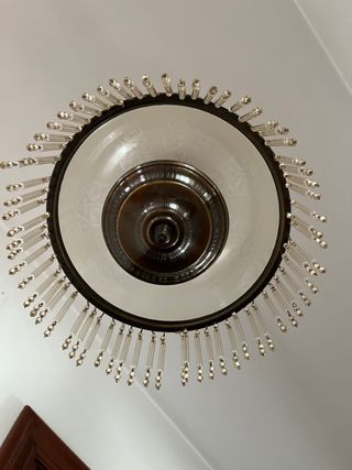 Lámpara techo vintage cristal grabado