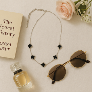 Collana donna Sangra a trifoglio nero in madreperl
