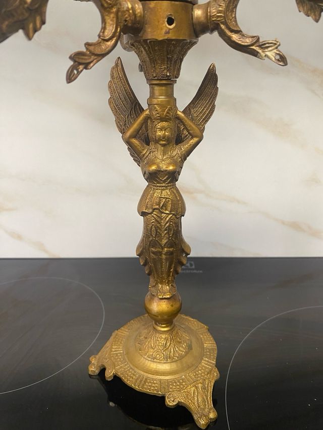 Candelabro bronce antiguo 3 brazos