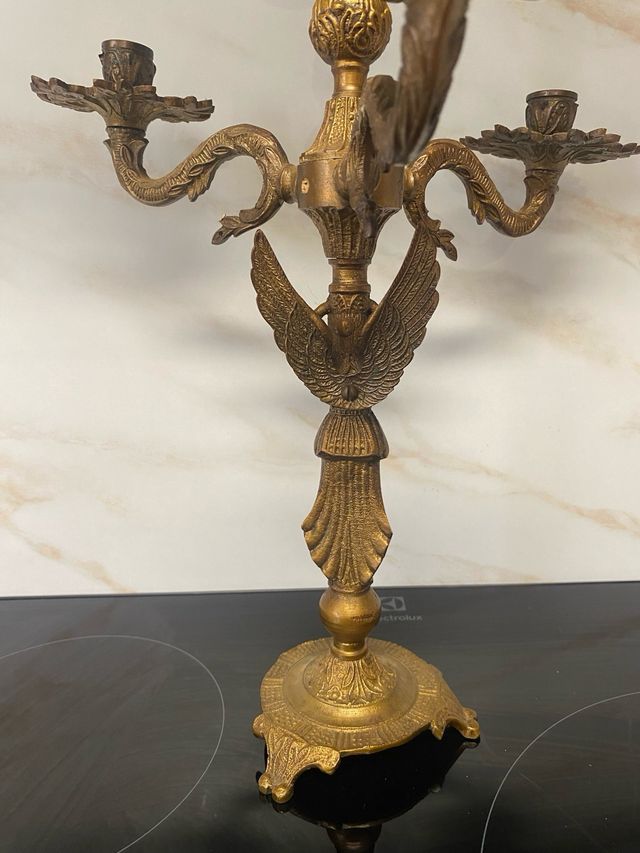 Candelabro bronce antiguo 3 brazos