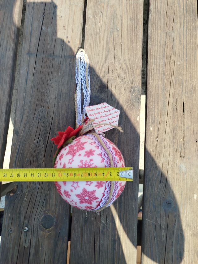 Pallina Natale tessuto rosso-bianca