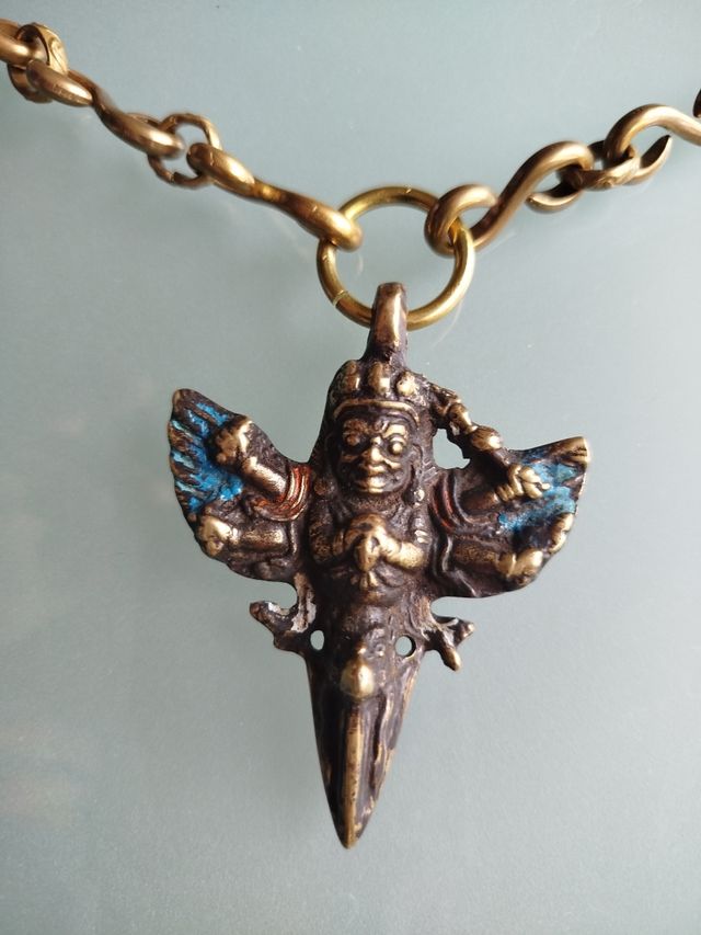 Collar Garuda Tibetano - dorado y azul