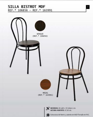 Silla Bistrot negra y marrón Wengue.