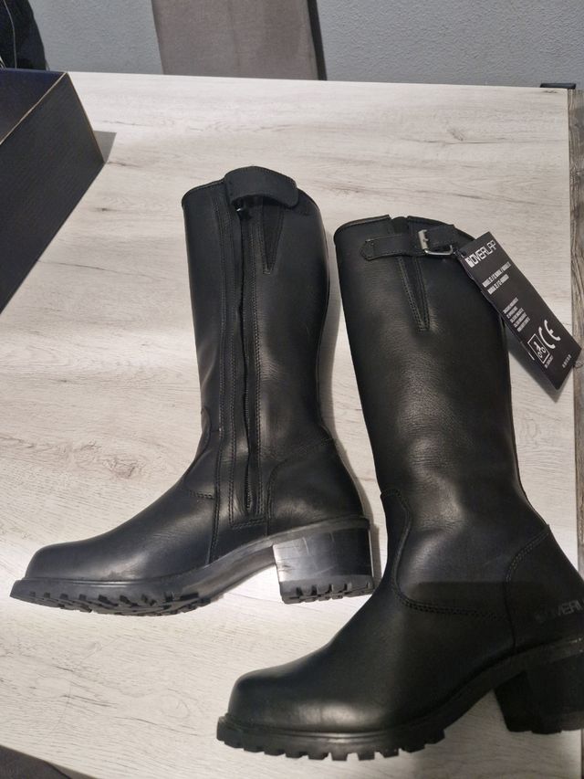 Botas moto piel Overlap mujer