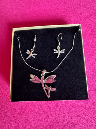 Conjunto libélula plata 925