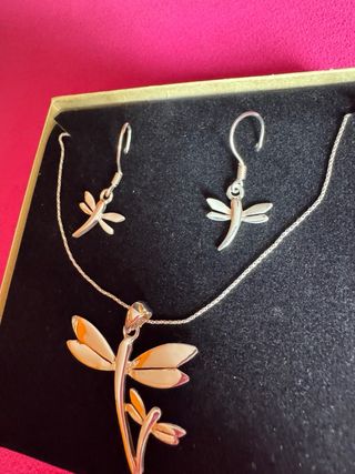 Conjunto libélula plata 925